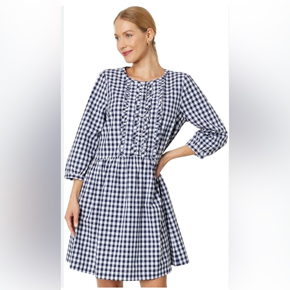 Draper James Navy and White Checkered Dress - Picture 1 of 7